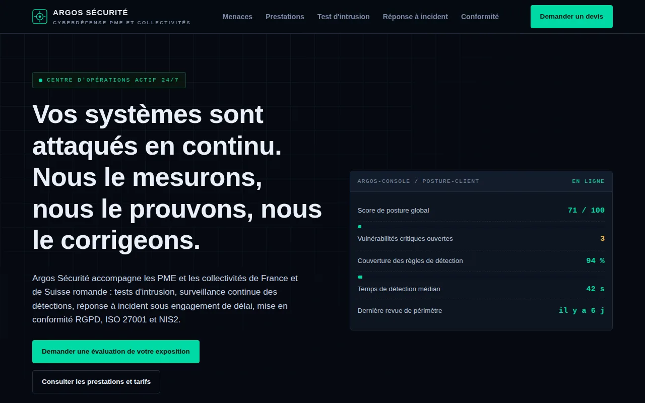 Aperçu de la démo Argos Sécurité